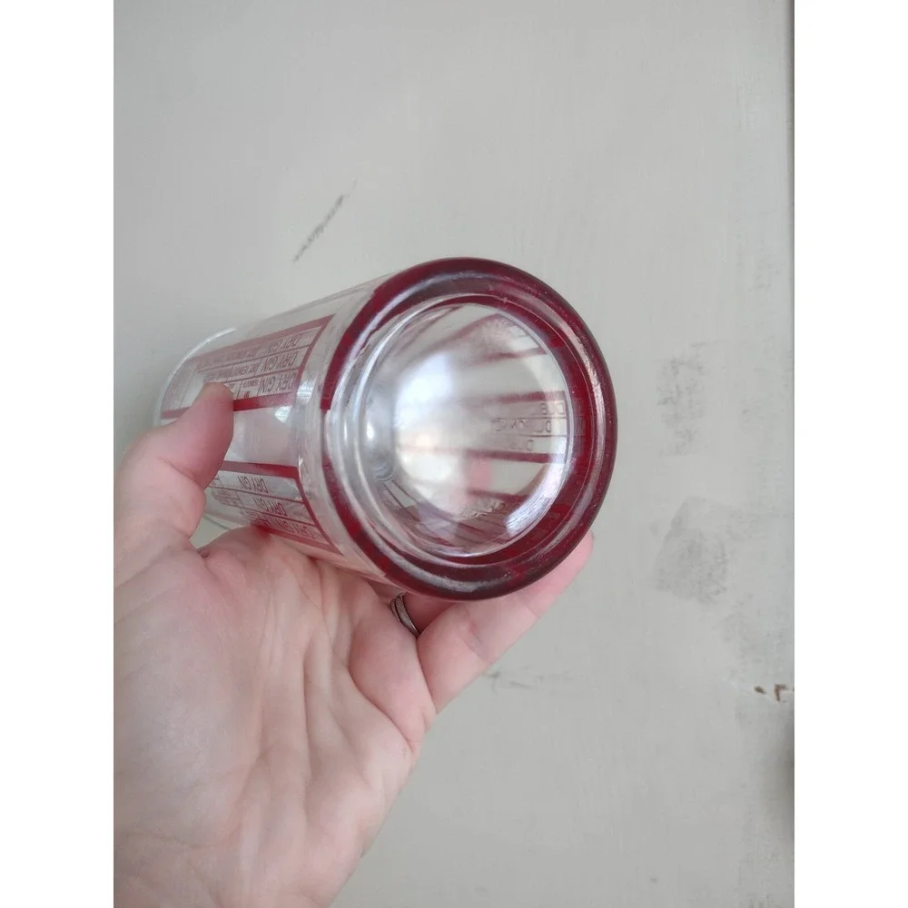 Vtg 50s 60s MCM Cocktail Shaker Red Large Recipe Bar Liquor Bronx Manhattan